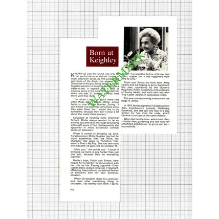 Mollie Sugden Keighley - 1982 Cutting