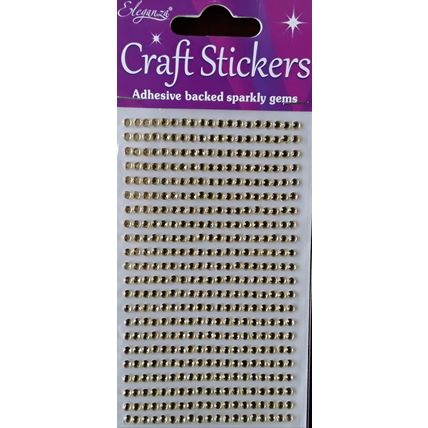 New. Pack of adhesive backed sparkly mini gems # gold