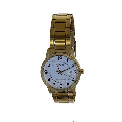 Casio MTP-V003G-7B Round Men Date Numeral Gold Tone S Steel WR Wristwatch Watch
