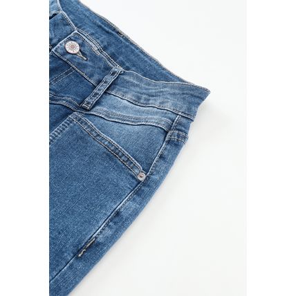 Blue High Waist Seam Stitching Pocket Flare Jeans