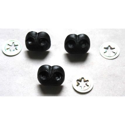 3 Vintage Black Plastic Bear/Animal Safety Noses With Metal Washers