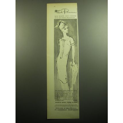 1958 De Pinna Townfield Dress Ad - New shape New Chemise New De Pinna Resorter