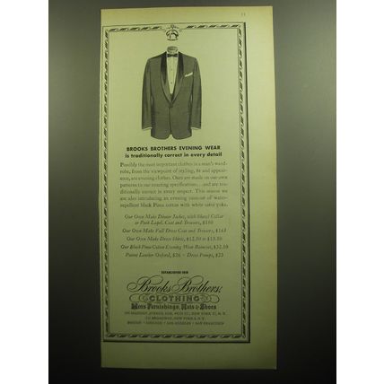 1958 Brooks Brothers Clothing Ad - Brooks Brothers evening wear