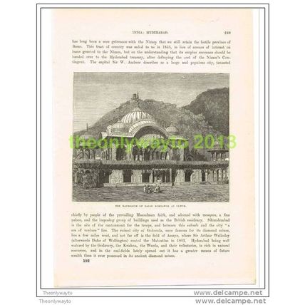 MAUSOLEUM OF RAJAH BUKTAWUR, ULWUR, INDIA, Book Illustration c1890