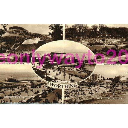 5 Scene Multicard, Worthing, Sussex, Postcard