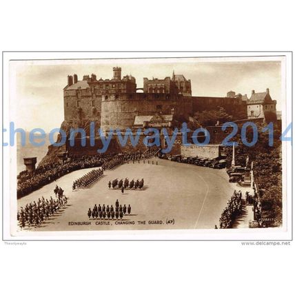 EDINBURGH CASTLE, CHANGING THE GUARD, SCOTLAND, 1934? Postcard