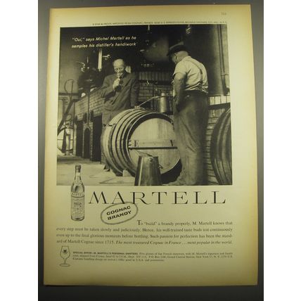 1960 Martell Cognac Brandy Ad - Oui, says Michel Martell as he samples