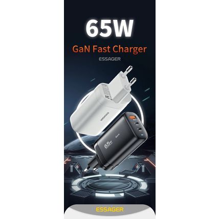 Essager 65W GaN Charger USB Type C For Laptop MacBook Pro Wall Charger UK Plug