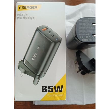 Essager 65W GaN Charger USB Type C For Laptop MacBook Pro Wall Charger UK Plug