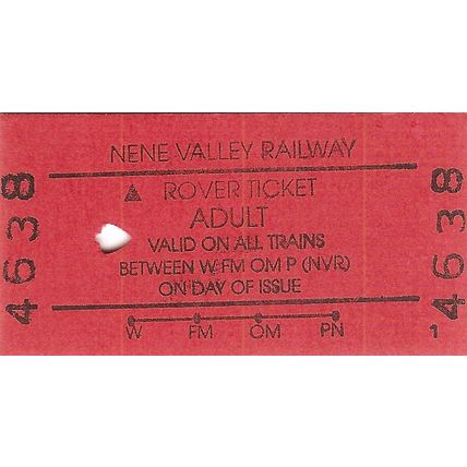 Nene Valley Railway Edmondson Ticket - Adult Rover