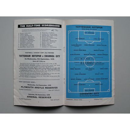 TOTTENHAM HOTSPUR v COVENTRY CITY Div1 29/08/1970