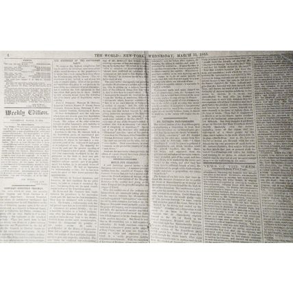 Civil War] The World, New York, March 15, 1865. Original complete issue
