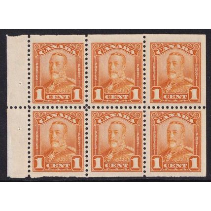 Canada KGV 1928-29 1c Orange Booklet Pane SG275a Mint MNH
