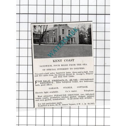 Sandwich Kent - 1927 Small House Sale Advert