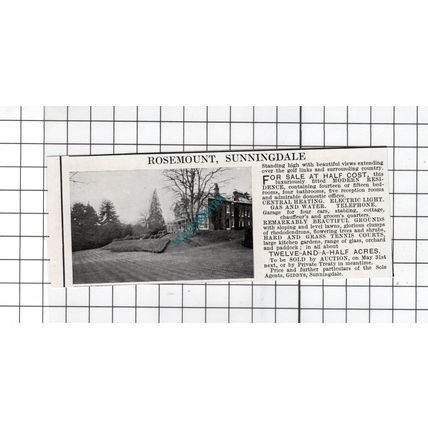 Rosemount Sunningdale Berkshire - 1927 Small House Sale Advert