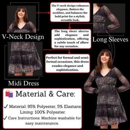 JONTOM LTD Ladies Mesh Long Sleeve Mini Dress Size 14 – Brown Animal Print Dress