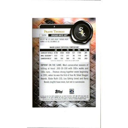 Frank Thomas [Class 1 Black] #8 2022 Topps Gold Label