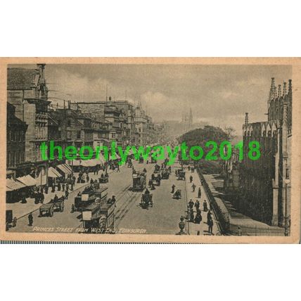Princess Street from West End, Edinburgh, Postcard, 1964