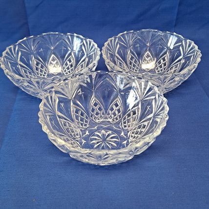 Lot 3 PASARI Indonesia GLASS Fruit/Dessert BOWLS Candy Dish PSY3