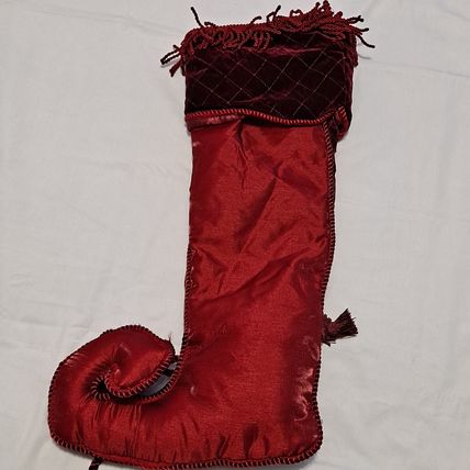 Dillards TRIMMINGS Victorian ELF TOE CHRISTMAS STOCKING Satin Tassels 21"