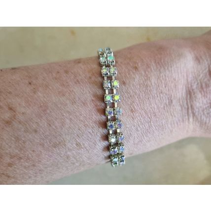 Vintage Rhinestone Bracelet, Slim Elegant Sparkly Jewellery