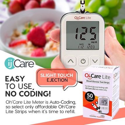 Oh’Care Lite Blood Sugar Testing Monitor – 150 Glucose Test Strips, 200 Lancets,