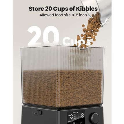Oneisall Automatic Cat Feeder for 2 Cats, 20 Cups/5L Automatic Cat Food Dispense