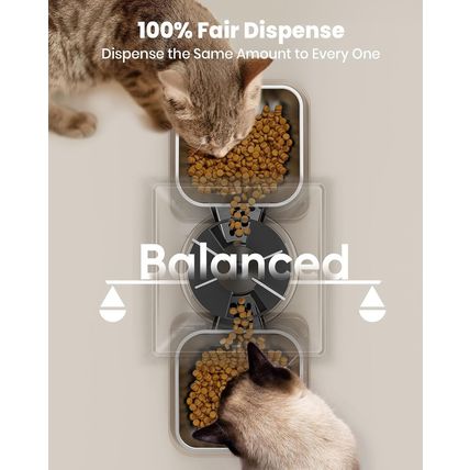Oneisall Automatic Cat Feeder for 2 Cats, 20 Cups/5L Automatic Cat Food Dispense