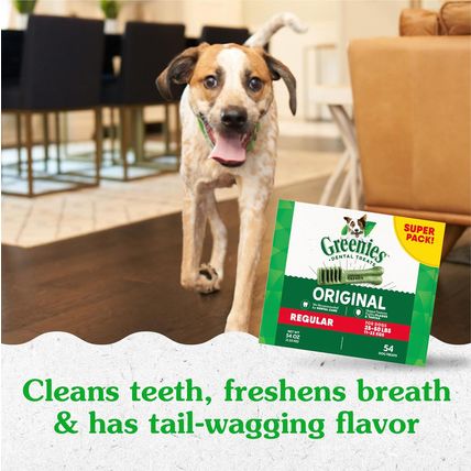 Greenies Original Regular Natural Dental Care Dog Treats, 54 Oz. Pack (54 Treats