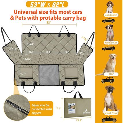 Back Seat Extender for Dogs-Large Space, Dog Car Seat Cover Hard Bottom Holds 42