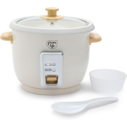 Greenlife 1.5 QT Electric Rice Cooker, Compact Small Size, 3-Cups Uncooked/6-Cup
