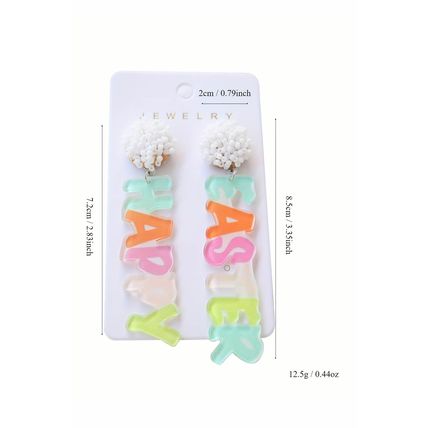 Pink Colorful HAPPY EASTER Drop Earrings