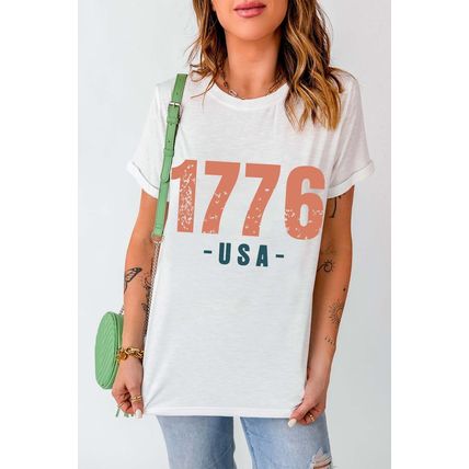 White 1776 USA Vintage Graphic T Shirt