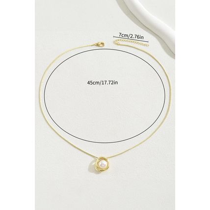 Gold Minimalist Pearl Decor Plated Alloy Pendant Necklace