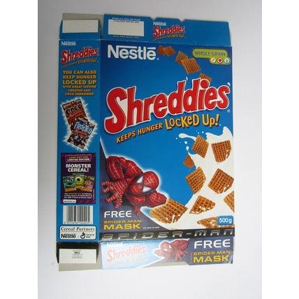 Nestle - Shreddies 2002 Spider-Man Cereal Box Spider-Man Mask Never Assembled