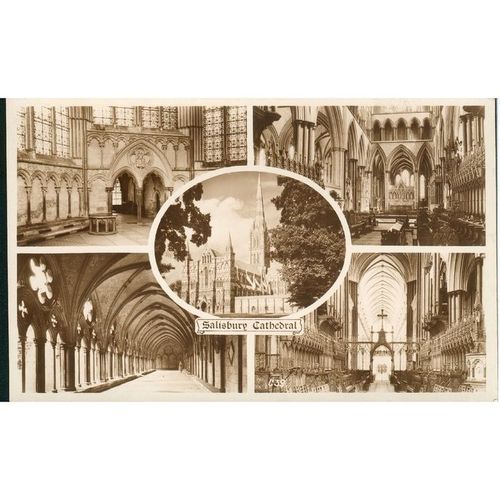 Vintage Photo Precision Postcard - Salisbury Cathedral, Wiltshire Multi-View