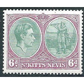 St Kitts-Nevis 1944 SG74 6d Green & Purple Perf 14 Unmounted Mint ....