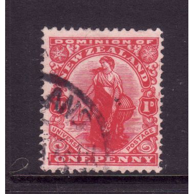 NEW ZEALAND 1908 SG 386 1d CARMINE FINE USED#3