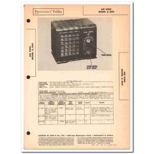 air king model a-400 4-tube am radio receiver sams photofact manual