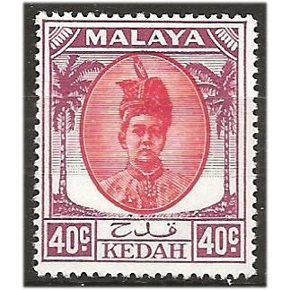 Kedah 1950 SG86 40c Red & Purple Mounted Mint . .. .