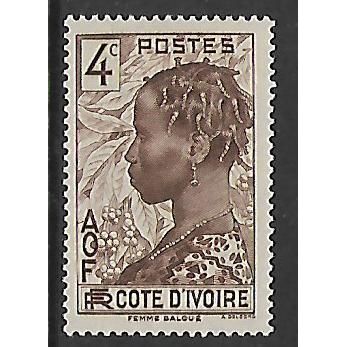 IVORY COAST 1936 4c BROWN BAOULE WOMEN SG 117 M MINT