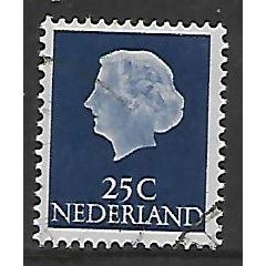 NETHERLANDS 1953 25c BLUE QUEEN JULIANA SG 779 FINE USED#2