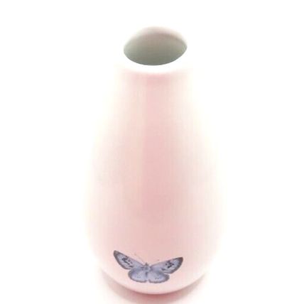 Small Blue & Black Butterfly Detail Vase Bud Small Ceramic 13 CM Gift Home Decor