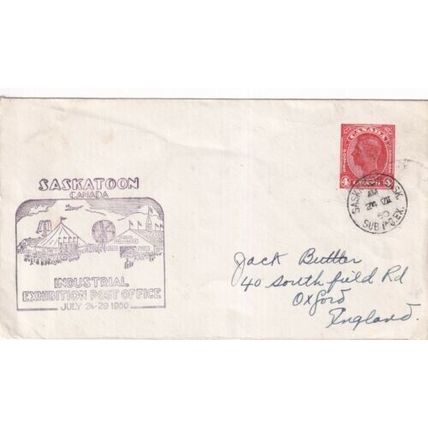 Canada 1950 Industrial Exhibition Post Office Stationary Cover Saskatoon Cancel