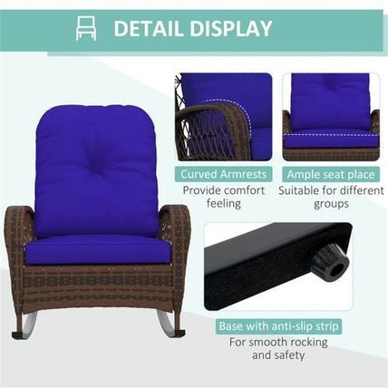 Outdoor PE Rattan Rocking Chair – Thick Padded Cushions, Powder-Coated Steel