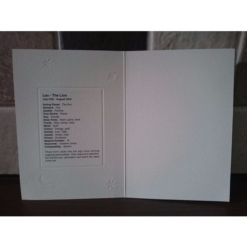 Leo Birth Sign Birthday Card - 02