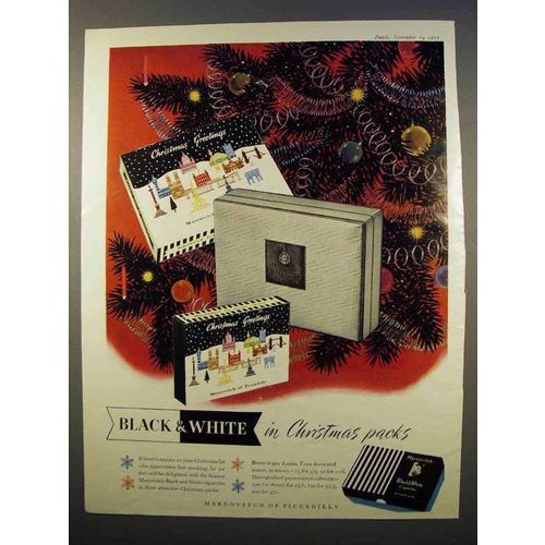 1956 Marcovitch Black & White Cigarettes Ad - Christmas