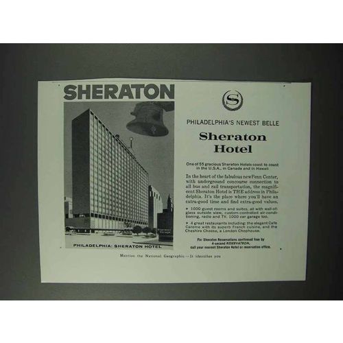 1960 Philadelphia Sheraton Hotel Ad - Newest Belle