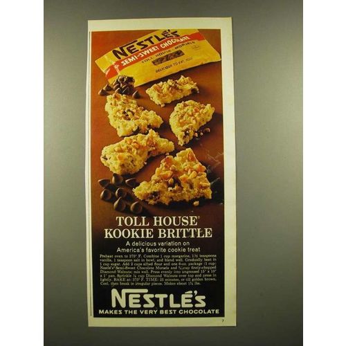 1967 Nestle's Semi-Sweet Chocolate Ad - Toll House Kookie Brittle recipe