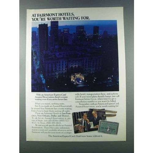 1981 American Express Card Ad - At Fairmont Hotels